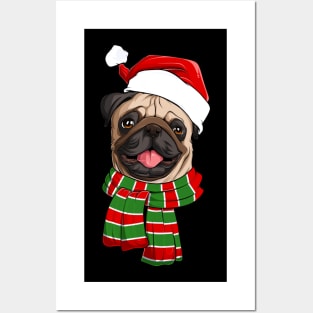 Christmas pug Posters and Art